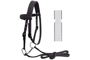 YUANZHOU CLBING Cabezada para Caballos Cabestros Ecuestres De Caballo Ajustables Y Brida De Caballo Halter con Cinturón De Rienda Fijo,Black-M