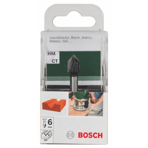 Bosch 2609256658 DIY V-Nutfräser zweischneidig, HartMetall, 9.5 mm, 90°, 6 mm (1) - 2
