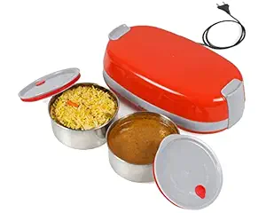 Nexx Hott-2 Stainless Steel Electrical Lunch Box, Airtight Leak Proof, Made in India (Red) - Set of 2