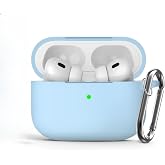Soft Yumuşak Lansman Esnek Silikon Airpods Pro 3 ile uyumlu İ&ccedil;i Kadife Kulaklık Kılıfı ve Karabina Anahtarlık (Bebe Mavisi, A