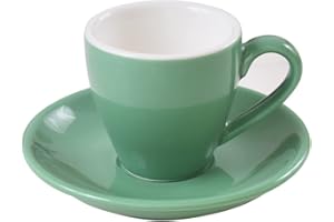 ionEgg Tazza da caffè in porcellana con piattino, tazza da caffè espresso, 80 ml, ciano