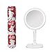 KEDSUM 18.6cm Rechargeable 5X Magnification Round Swivel Table Top Illuminated Makeup Mirror -Ajustable and Dual Sided Mirror with Soft LED Light for Bathroom, Vanity,Cosmetics,White