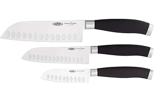 Stellar James Martin IJ330 James Martin 3 Piece Santoku Knife Set, Black/Steel