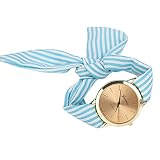 Armbanduhr Damen Uhr Xinnantime Mode Streifen Floralen Stoff Zifferblatt Armband Analoge Quarz Damenuhr Frauen Farbe 3 (Standard, Blau)