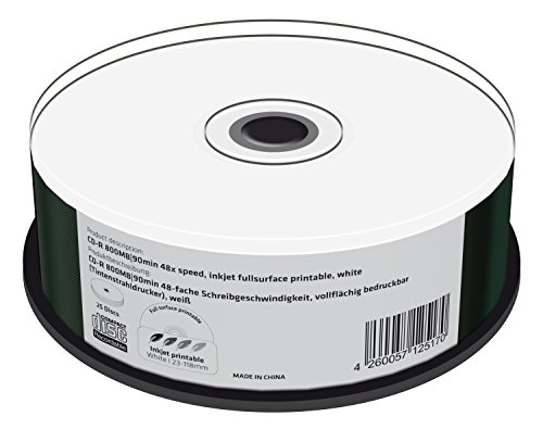 MediaRange MR242 - CD-R 800MB/90min. 48x Speed, bedruckbar, 25 Stück