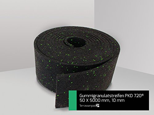 50 mm x 5.000 mm x 10 mm Terrassenpad, Terrassenpads, Gummigranulat, Terrassen Streifen Rollen Gummi
