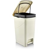 Omnipazar SRL-3029 Slim Pedallı Plastik &Ccedil;&ouml;p Kovası İ&ccedil; Kovalı 25 litre Bej