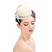 Produktbild Lazzboy Partyhut Mode Hochzeit Frauen Fascinator Penny Mütze Bänder und Federn(M,Beige)
