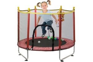 Studsmatta för barn 140 cm, Trampolim Criança utomhus med säkerhetsnät, inomhus elastiska sängar med basketkorg, studsmattor för barn 2 3 år
