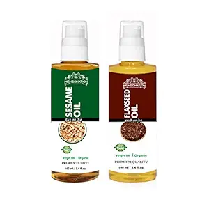 Mensonation Hair Oil COMBO of Sesame Oil and Flaxseed Oil for Hair Benefits and Skin Benefits Regular Oil 100 ml each