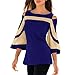 Produktbild Damen Bekleidung, DOLDOA Frauen Elegante Frühling Oberteile Slim Hemd Bluse Casual Tops 3/4 arm Solide O-Ausschnitt Trägerloser T-Shirt Mode Frühjahr-Sommer Blusen Schöne Pullover Sweatshirt (Blau tops, EU:36)