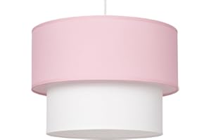 Giggi 2-Tier Fabric Lamp Shade, 30cm Easy-Fit Ceiling Light Shade, Non-Electrical Pendant Lampshades for Ceiling Lights, Table Lamps, Floor Lamps, Living Room, Bedroom (Pink & White)
