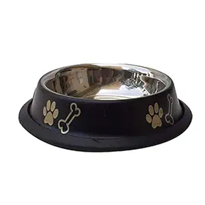 CIBO Super Anti Skid Pantone Design Dog Bowl (Small, Black)