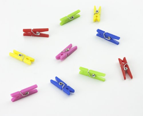 25 Mini Wäscheklammern Miniklammern bunt gemischt - Kunststoff