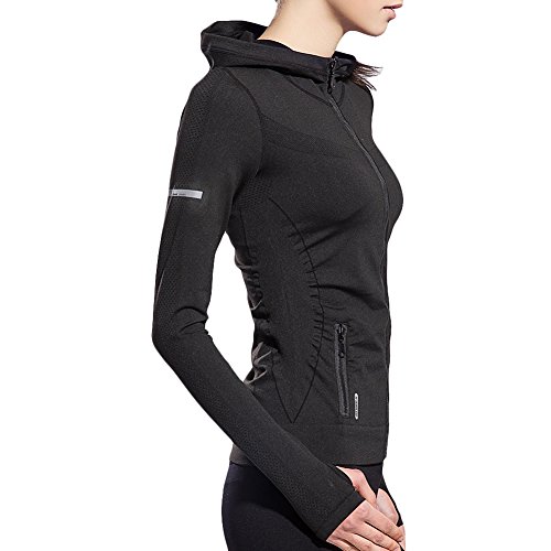 SEEU Damen voll Reißverschluss Langarmshirt Sport Funktionsshirt Yoga Fitness Laufen, Gr.S bis L, 5 Farbe - 2