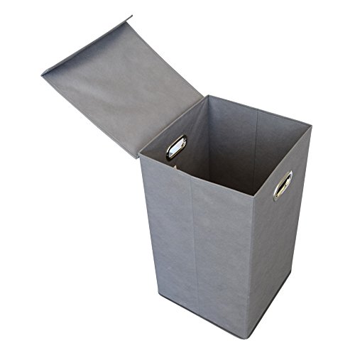 Rebecca Srl Wäschekorb Deckel 2 Griffe grau Stoff faltbar Bad Zuhause Wäscherei (Code RE4732) - 4