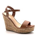  Angkorly - Damen Schuhe Sandalen Pumpe - High Heels - Folk/Ethnisch - Böhmen - String Tanga - Basic - Kork Keilabsatz high Heel 12 cm - Camel 660-10 T 39