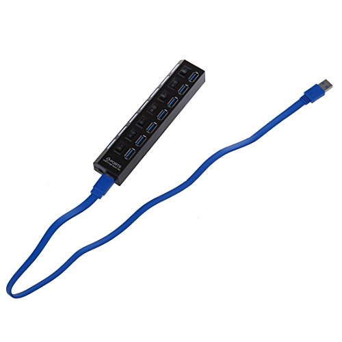 SODIAL(R) 7 Fach Hub Schaltbar USB 3.0 Verteiler Adapter Fuer Notebook Laptop PC Computer - 4