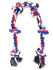 JAPIN 6 Knots Cotton Rope Dog Chew Toy for Medium to Adult Dogs 30 Inch Long - Extra Durable Indestructible Dog Toy for Aggressive Chewers and Large Dog Breeds