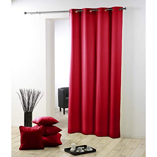DOUCEUR D'INTERIEUR  - 1600532, Cortina con Anillas, 140 X 260 Cm, Essentiel, Poliéster Liso, Rojo