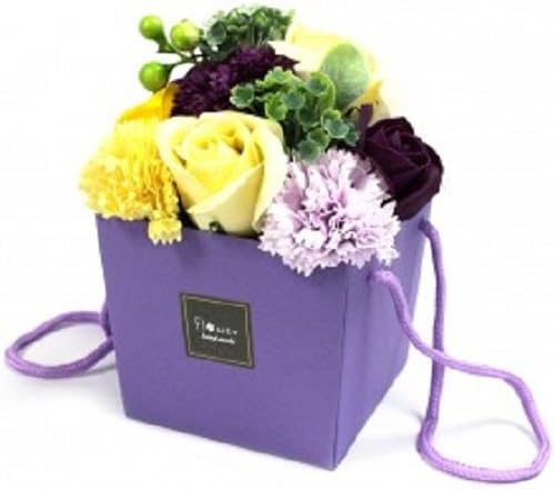 Lush scented soap flower bouquet - 11 flowers in each - purple garden - roses and carnations