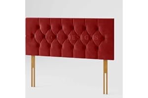 Adore Living Divan Bed Headboard Elegant Chesterfield Plush Velvet 20" Height Padded Lined Headboard (Burgundy, 4ft6 Double)