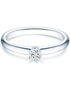 Tresor 1934 Damen-Ring / Verlobungsring / Solitärring Sterling Silber rhodiniert Zirkonia weiß 60451008