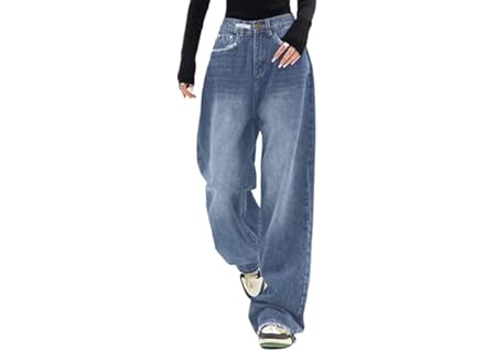 EMMIOL Baggy Jeans for Women Wide Legs Mid-Rise Waist Vintage Trousers - Amazon Deal & Rabatt