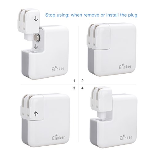 USB Ladegerät Elinker®4-Ports Universal Reiseadapter mit EU / UK / US / AU Steckdosenadapter 3.0 Tech Type C für MacBook Wandladegerät Reisestecker für Apple iPhone, iPad, Samsung Galaxy, Smartphone, Tablet, Power Bank (CE Zertifiziert) - 4