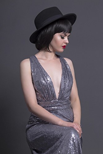Ever Pretty Lang Pailletten Elegant Partykleid Cocktailkleid V-Halsausschnitt Abendkleid 48 Silber - 3