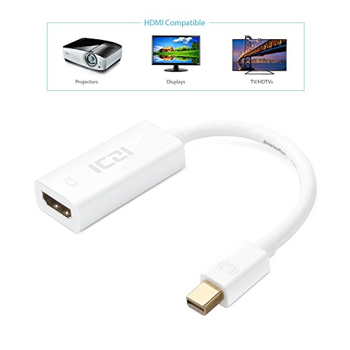 ICZI Mini DisplayPort auf HDMI Adapter, vergoldet Stecker, Male zu Female für Macbook, Chromebook Pixel, Surfacebook und Mehr (1080P, Weiß) - 4