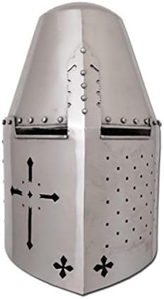 Battle-Merchant Large pot helmet with cross neckline, 1.6 mm steel, suitable for exhibition combat, crusader helmet, medieval