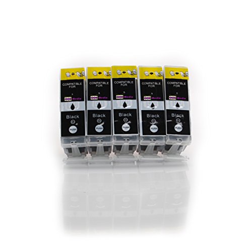 5 kompatible Druckerpatronen CANON PGI-5BK mit CHIP und Füllstandsanzeige | 5x schwarz (PGI-5BK) | geeignet für Canon PIXMA MP500 MP510 MP520 MP530 MP600 MP600R MP610 MP800 MP800R MP810 MP830 MP960 MP970 MX700 MX850 iP4200 iP5200