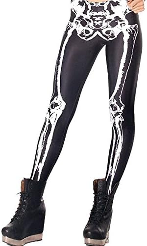 HG Slim Fit Stylish Ancient Digital Print Leg Bone Comic High Waist Leggings Pencil Pants