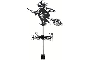 RuiJOTWAT Hexen-Metallwetterfahne, Edelstahl-Hohlwindfahne mit Dachhalterung für Dach-Außenhof-Gartenpavillon-Dekoration