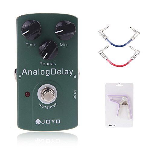 JOYO JF-33 Pedal de Efecto para Guitarra Eléctrica Analog Delay Retardo de Analog True Bypass + 2 Pcs Joyo Cables de Guitarra + 1 Andoer® Capo de Guitarra
