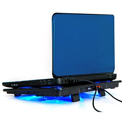 Laptop-Kühler, Tia-VeFire 14-17 Zoll Laptop Kühler Notebook Cooler St?nder Kühlpad Kühlmatte Mit5 Quiet Fans blaue LED-Lichter und 2 USB 2.0-Anschlüsse - 2