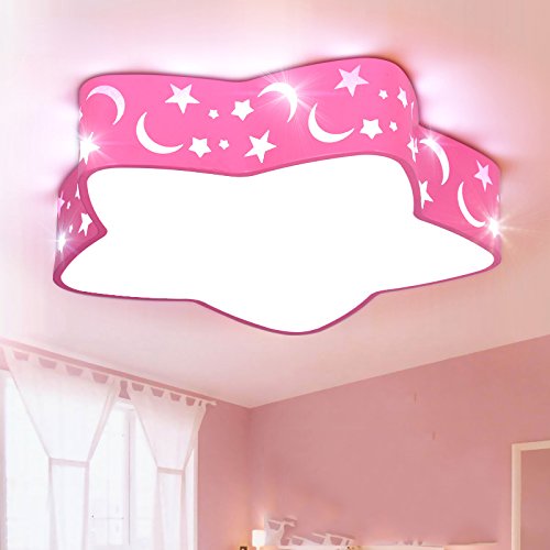 NAUY- Fünfzackigen Stern Kinderzimmer Decke Jungen-Raum-Ideen nette Karikatur-Sterne-Mädchen-Schlafzimmer-LED-Lampen ( größe : Pink 38cm LED 18w White Light ) - 2