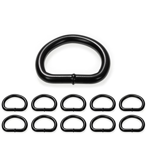 10er Set D Ring aus Edelstahl, Abmessungen 40mm x 32mm, Materialstärke 5mm, nichtrostend, Ideal in Verbindung mit Paracord 550 zu verarbeiten, geschweißter Stahl, Farbe matt schwarz, Marke Ganzoo
