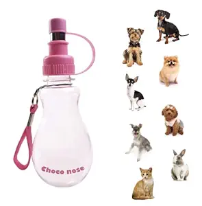 Choco Nose H258 Modern Pet Portable Water Bottle, Small-Sized Dog (Up to 12 lb), Cat, Rabbit, Small Animal Travel Drinker, BPA Free, No Drip, 8 Oz. Nozzle Diameter: 16mm (Baby Pink)