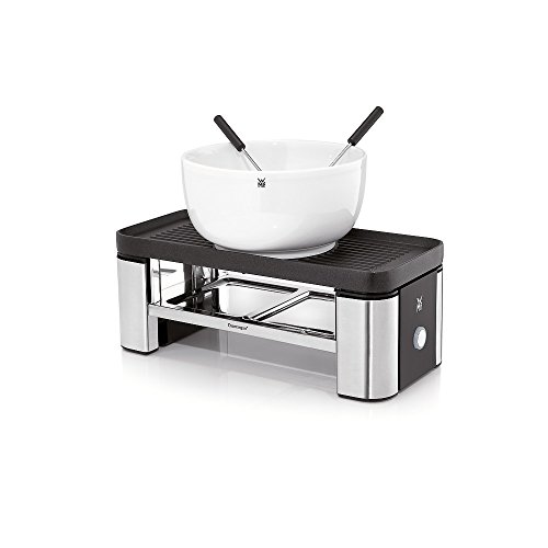 WMF KÜCHENminis Raclette für 2, flach & gerippt, 2 kleine & 1 großes Pfännchen, Schokofondue-Funktion, cromargan matt/silber - 10