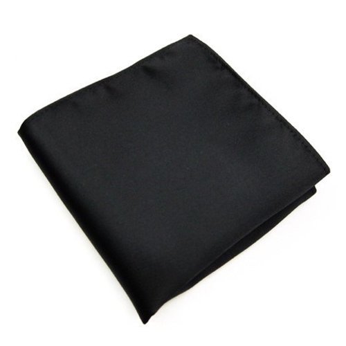 EyourlifeMen's Silk Satin Solid Color Pocket Square-Black