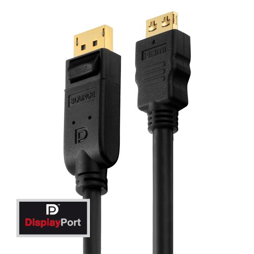 PureInstall PI5100-010 DisplayPort auf HDMI Kabel (DisplayPort Stecker (20pin) auf HDMI-A Stecker (19pin)), zertifiziert, 1m, schwarz - 2