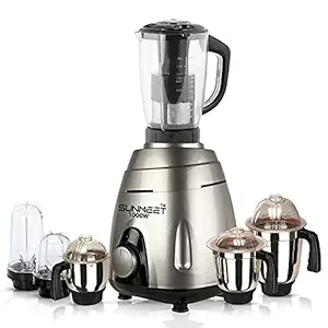 Sunmeet VGSMA21 1000Watts Mixer Juicer Grinder with 6 Jars (1 Juicer Jar, 2 Bullets Jar, 1 Liquid Blending Jar, 1 Dry Grinding Jar and 1 Chutney Jar) - Silver