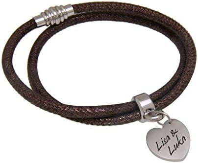 Imitation Leather Double Wrap Bracelet Stainless Steel Clasp with Engraveable Plate