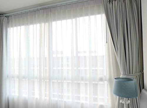 Maßgeschneiderte weiße Voile Store Gardine, inklusive Blei und Automatik Faltenband 1:2,5, 3er Falte, Vorhang nach Maß, Höhe 90 – 295 cm (235x700cm/HxB) - 5
