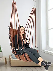 Garden Hammock Swing for Adult & Kids Hammock Hanging Jhula Indoor & Outdoor for Home | Hanging Chair for Balcony, with 150 Kgs Weight Capacity | Hammocks, Swing Chairs & Accessories (Copper)