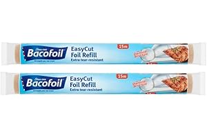 HOMEY MART EasyCut - Rollo de recambio de papel de aluminio extra resistente al calor, perfecto para asar a la parrilla, hornear, congelar, 30 cm x 15 m