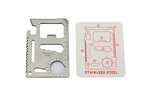 5PCS 11 in 1 Multi-Tool Multifunktion Camping Karte Werkzeug Kreditkarte-Messer Saber im Scheckkartenformat für Outdoor Unterwegs Edelstahl mit Leder - 7