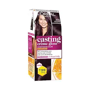 LOreal Paris Casting Crome Gloss Small Pack Hair Colour, 316 Burgundy, 45G